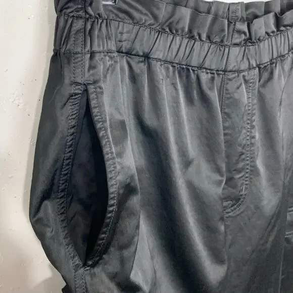 J Brand Piper Jogger Pant Black Cotton Blend Elasticized Paper Bag Waist Size 30 - Picture 11 of 13